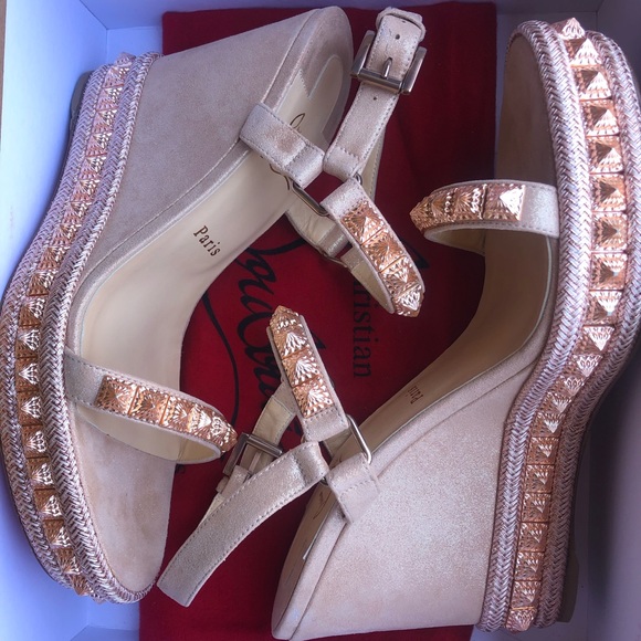 NWT Christian Louboutin Pyraclou 110 mm Suede Lame - Picture 3 of 13